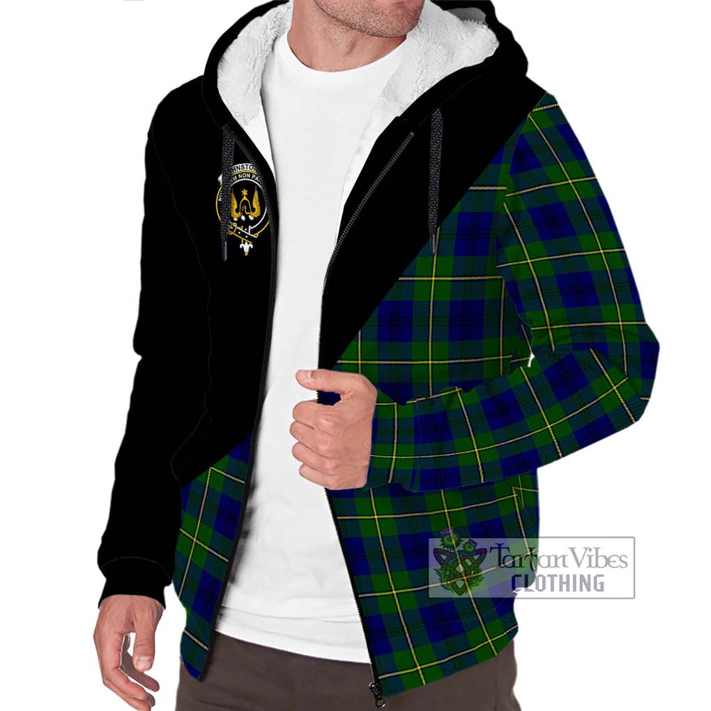 Johnstone Modern Tartan Sherpa Hoodie with Family Crest and Military Logo Style Unisex S - Tartanvibesclothing Shop