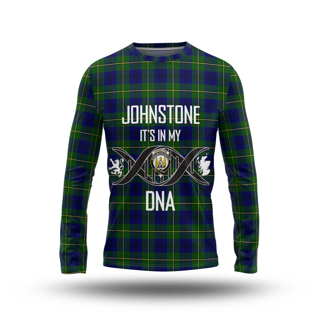 Johnstone Modern Tartan Long Sleeve T-Shirt with Family Crest DNA In Me Style Unisex - Tartanvibesclothing Shop