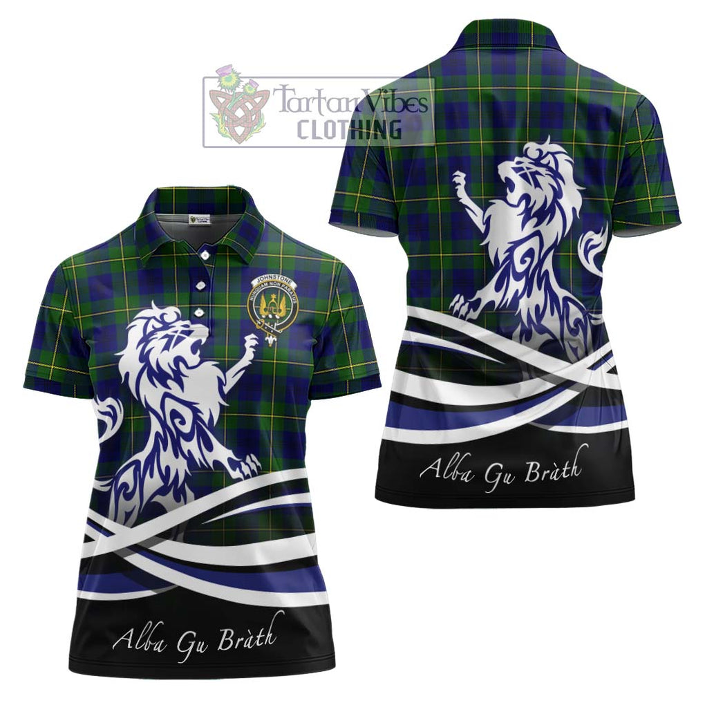 Johnstone Modern Tartan Women's Polo Shirt with Alba Gu Brath Regal Lion Emblem Women - Tartanvibesclothing Shop