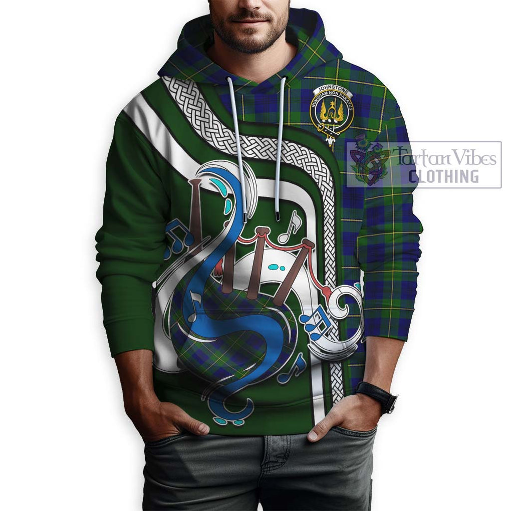 Johnstone Modern Tartan Hoodie with Epic Bagpipe Style Zip Hoodie - Tartanvibesclothing Shop