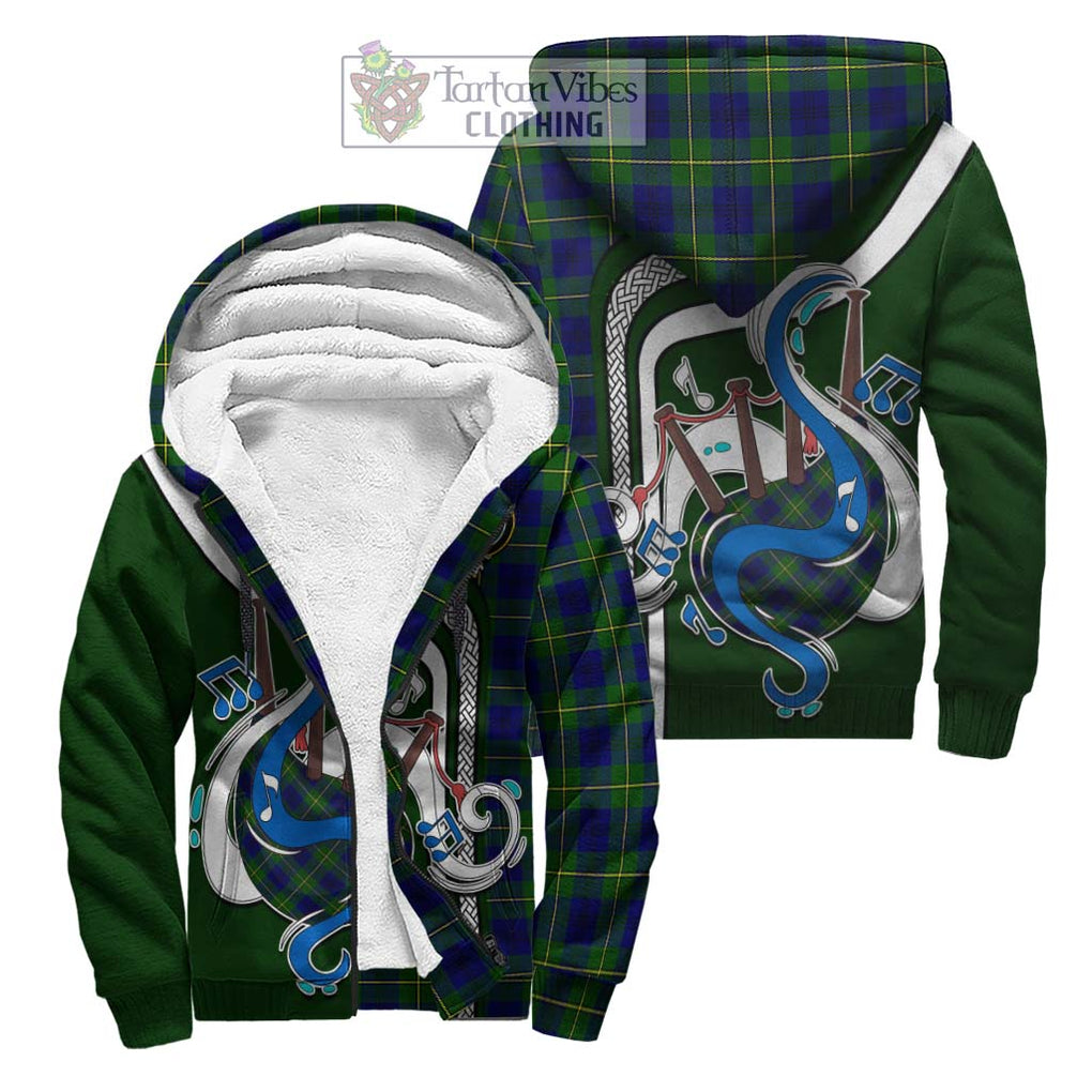 Johnstone Modern Tartan Sherpa Hoodie with Epic Bagpipe Style Unisex S - Tartanvibesclothing Shop