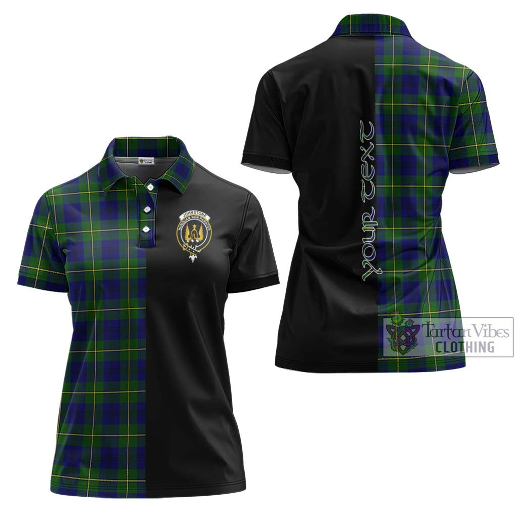 Johnstone Modern Tartan Women's Polo Shirt with Family Crest and Half Of Me Style Women - Tartanvibesclothing Shop