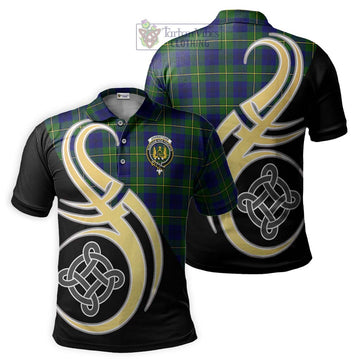 Johnstone Modern Tartan Polo Shirt with Family Crest and Celtic Symbol Style