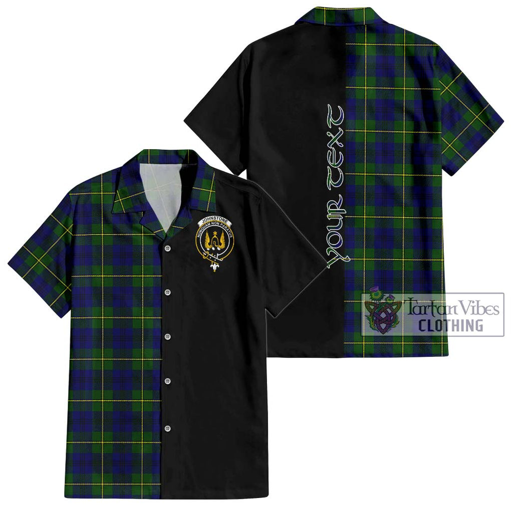 Johnstone Modern Tartan Short Sleeve Button Shirt with Family Crest and Half Of Me Style Kid - Tartanvibesclothing Shop