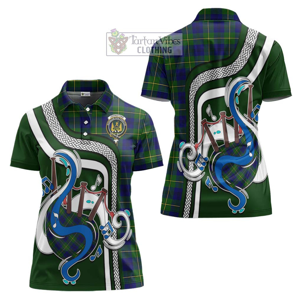 Johnstone Modern Tartan Women's Polo Shirt with Epic Bagpipe Style Women - Tartanvibesclothing Shop