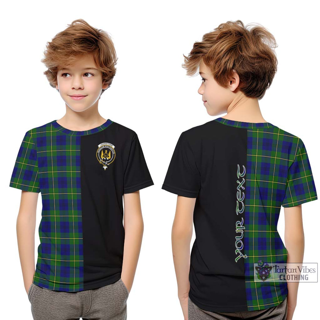 Johnstone Modern Tartan Kid T-Shirt with Family Crest and Half Of Me Style Youth XL Size14 - Tartanvibesclothing Shop