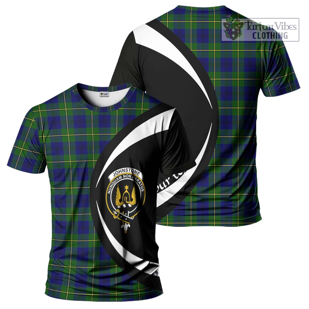 Tartan Vibes Clothing Johnstone Modern Tartan T-Shirt with Family Crest Circle Style