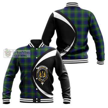 Johnstone Modern Tartan Baseball Jacket with Family Crest Circle Style