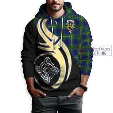 Johnstone Modern Tartan Hoodie with Family Crest and Celtic Symbol Style