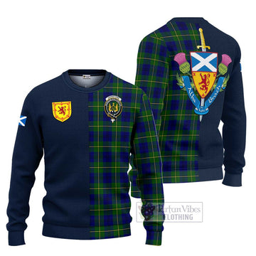 Johnstone Modern Tartan Ugly Sweater with Scottish Lion Royal Arm Half Style