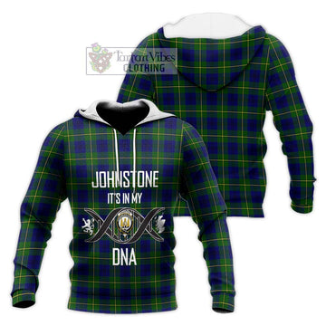 Johnstone Modern Tartan Knitted Hoodie with Family Crest DNA In Me Style