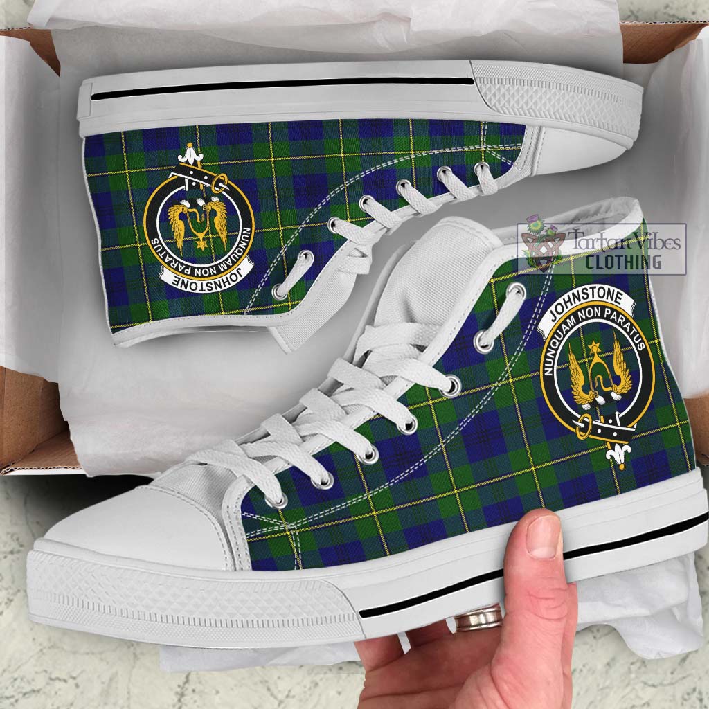 Tartan Vibes Clothing Johnstone Modern Tartan High Top Shoes with Family Crest