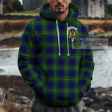 Johnstone Modern Tartan Cotton Hoodie with Family Crest