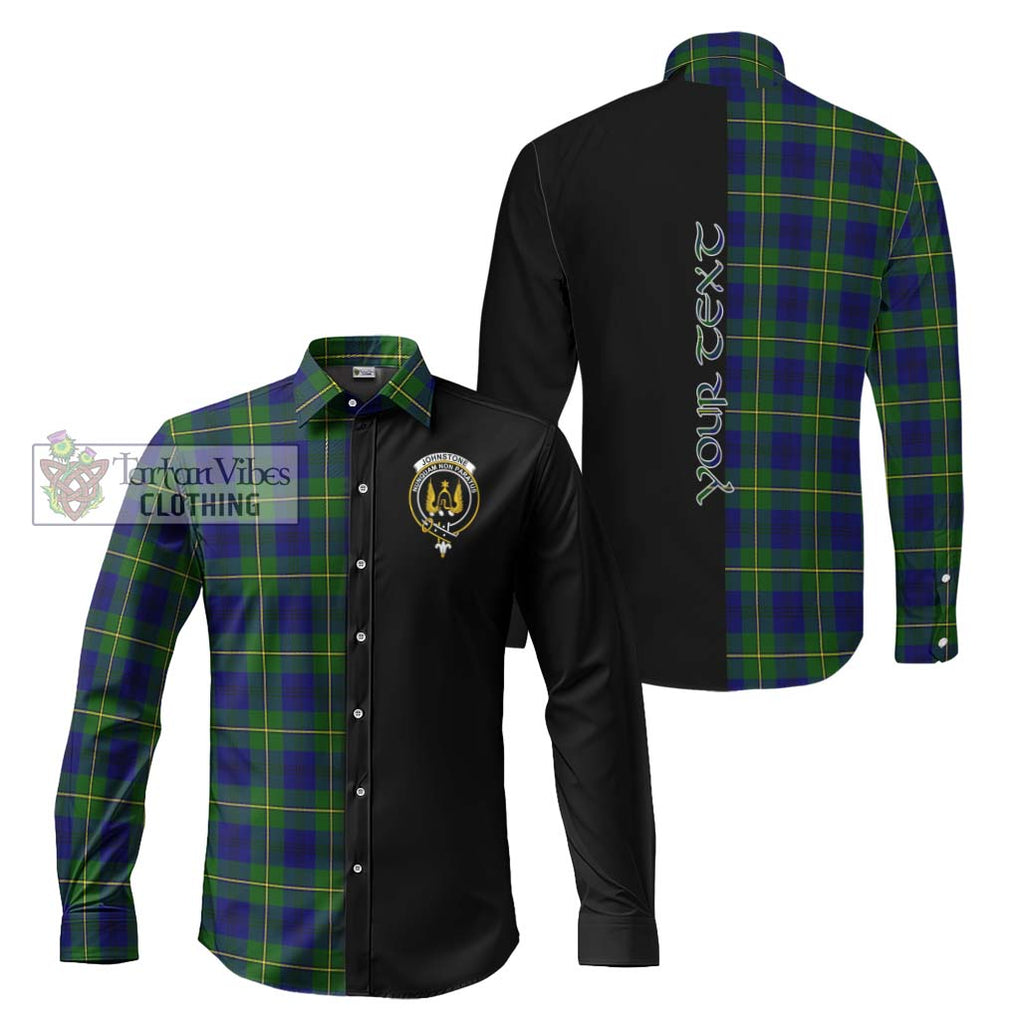 Johnstone Modern Tartan Long Sleeve Button Shirt with Family Crest and Half Of Me Style Men's Shirt S - Tartanvibesclothing Shop