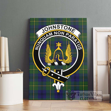 Johnstone Modern Tartan Canvas Print Wall Art with Family Crest