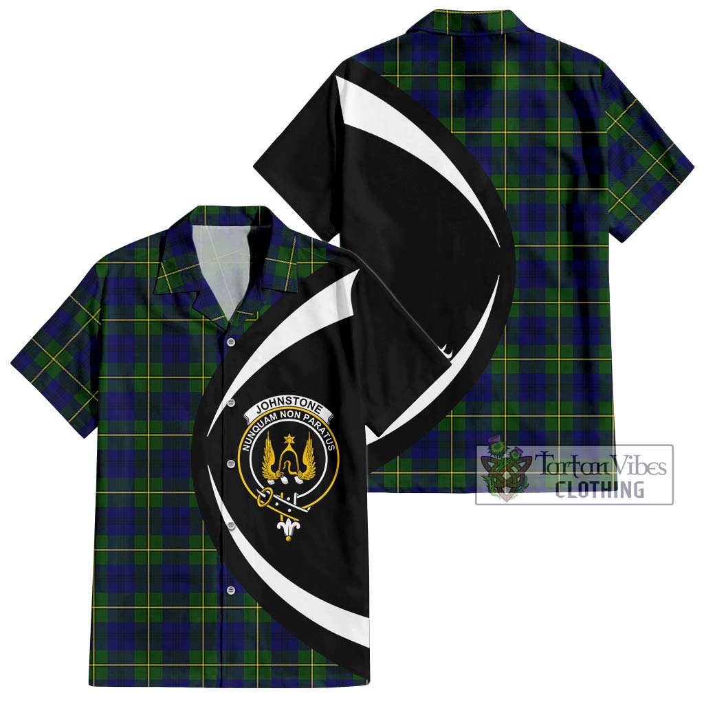 Johnstone Modern Tartan Short Sleeve Button Up with Family Crest Circle Style Kid - Tartan Vibes Clothing