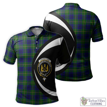 Johnstone Modern Tartan Men's Polo Shirt with Family Crest Circle Style