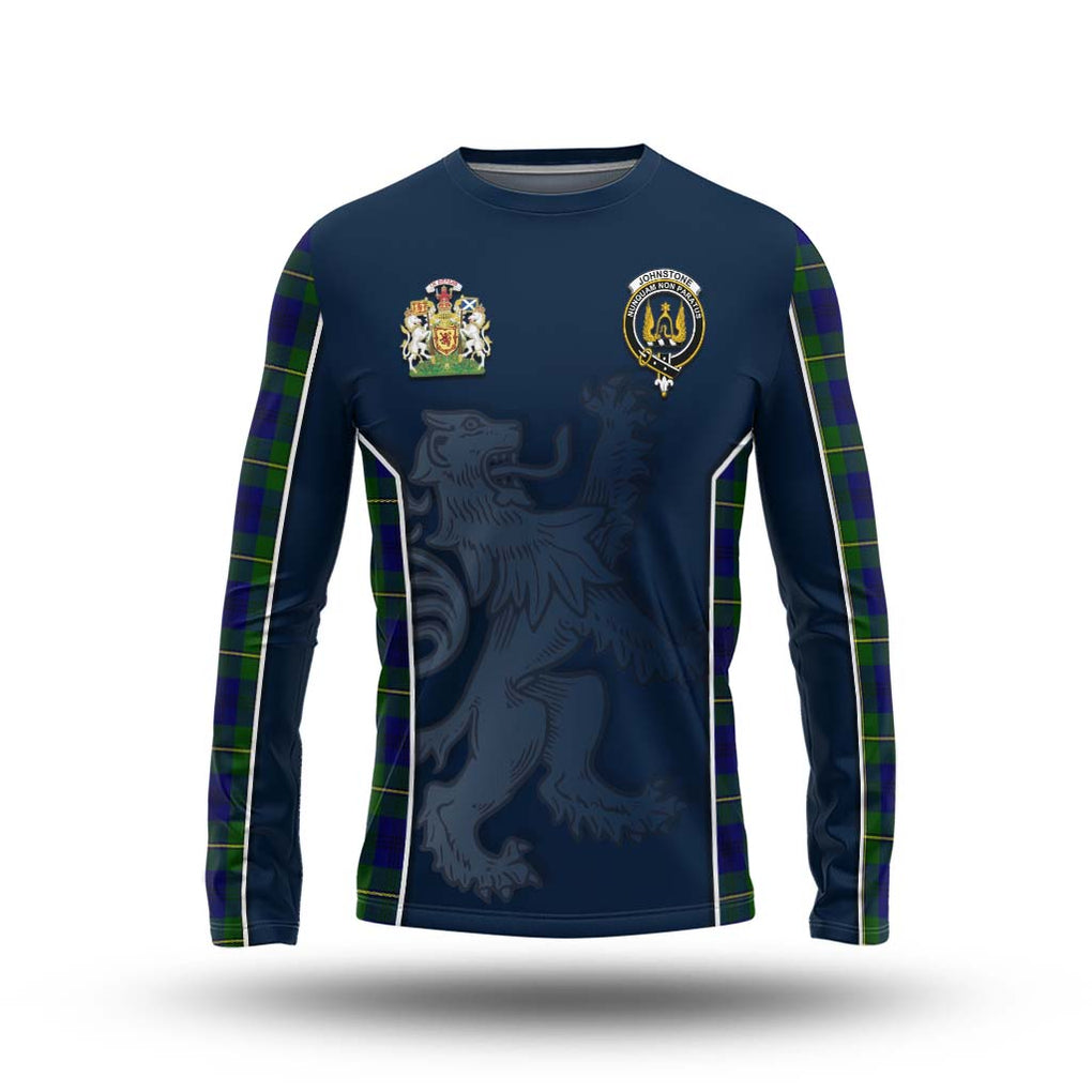 Johnstone Modern Tartan Long Sleeve T-Shirt with Family Crest and Lion Rampant Vibes Sport Style Unisex - Tartan Vibes Clothing