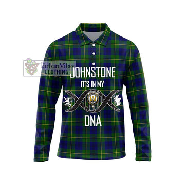 Johnstone Modern Tartan Long Sleeve Polo Shirt with Family Crest DNA In Me Style