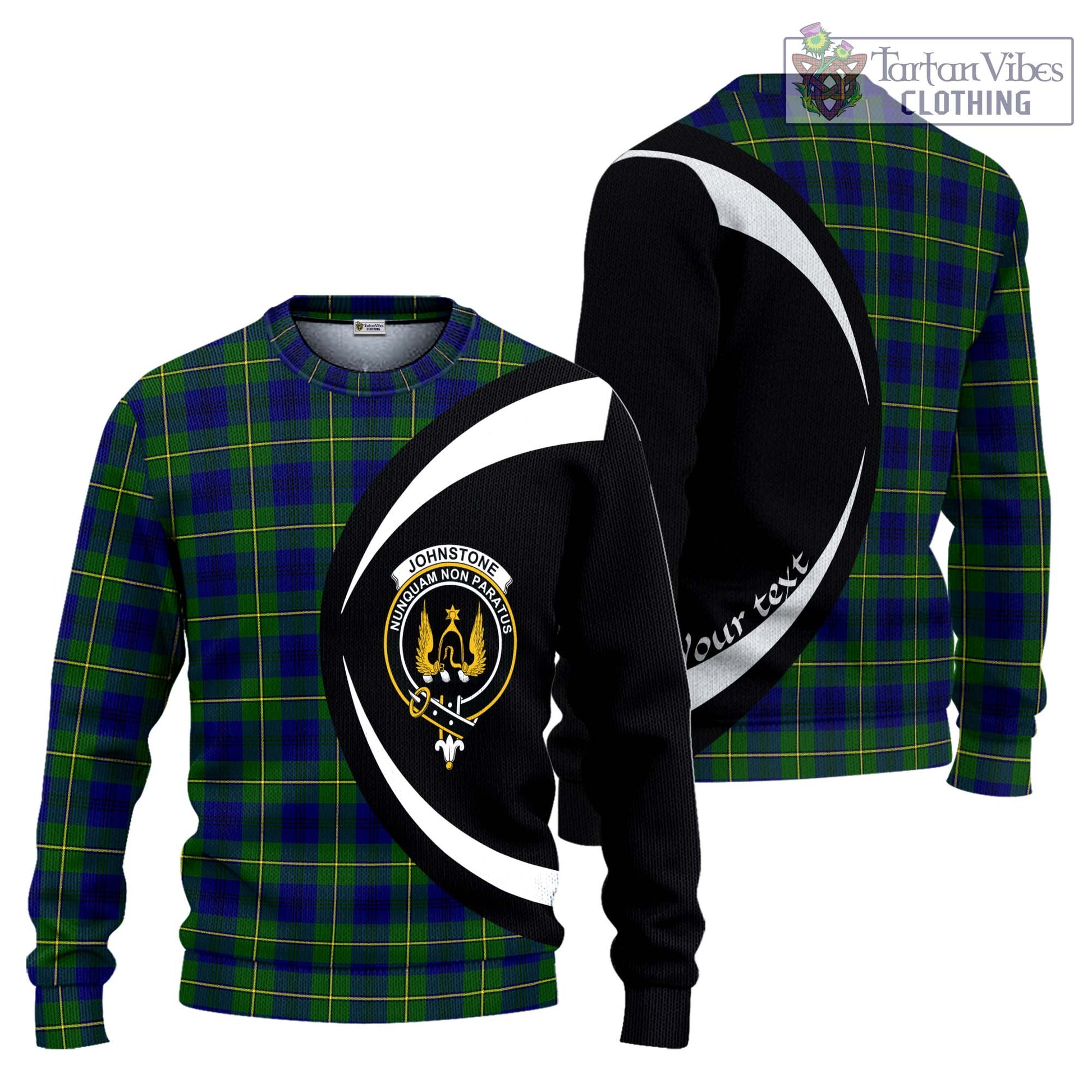 Johnstone Modern Tartan Ugly Sweater with Family Crest Circle Style Unisex - Tartan Vibes Clothing