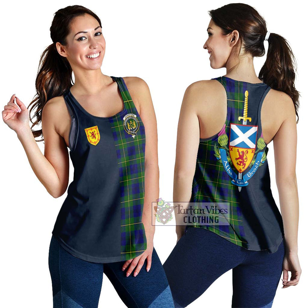 Tartan Vibes Clothing Johnstone Modern Tartan Women's Racerback Tanks with Scottish Lion Royal Arm Half Style