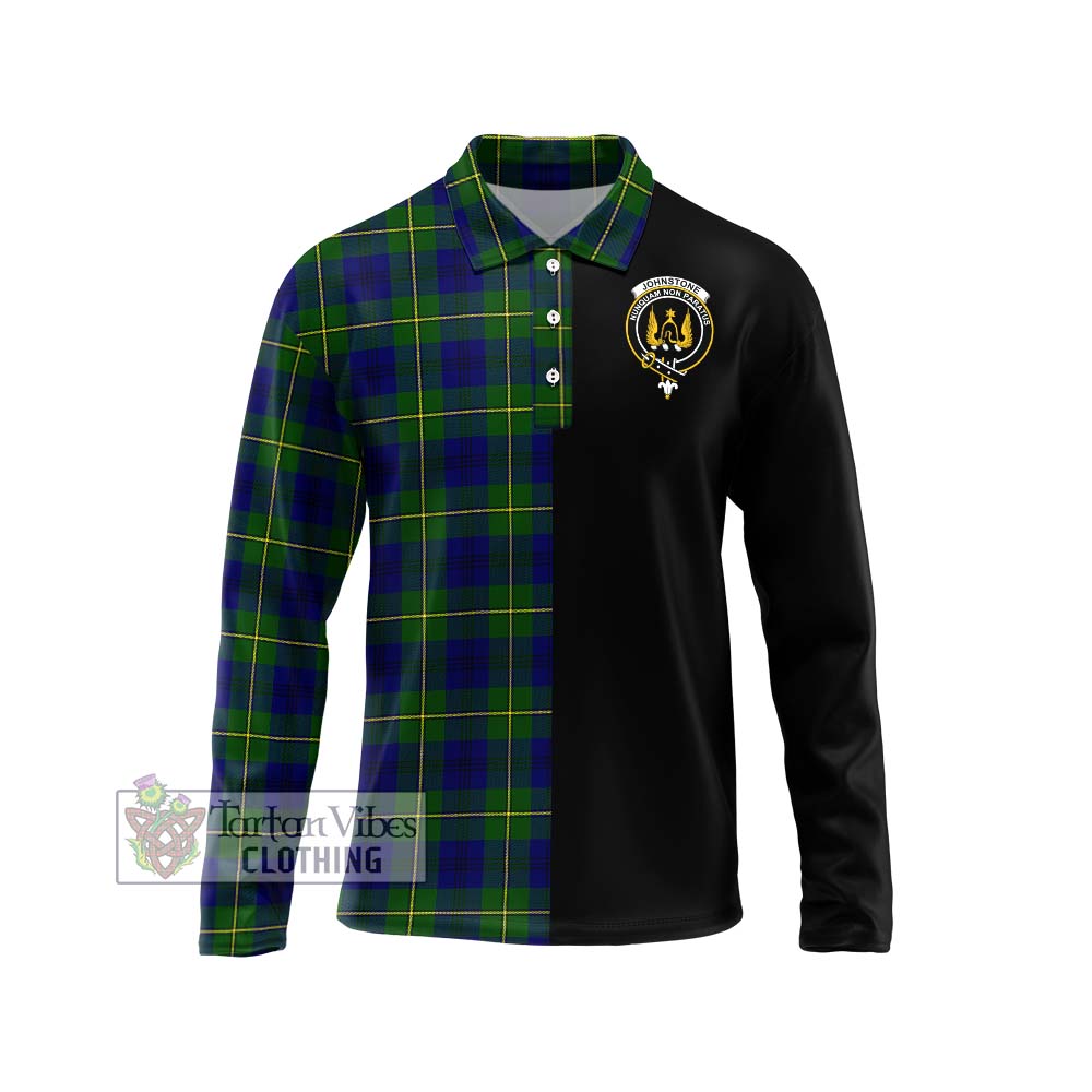 Johnstone Modern Tartan Long Sleeve Polo Shirt with Family Crest and Half Of Me Style Unisex - Tartanvibesclothing Shop