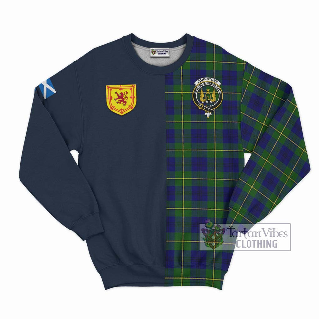 Tartan Vibes Clothing Johnstone Modern Tartan Sweatshirt with Scottish Lion Royal Arm Half Style