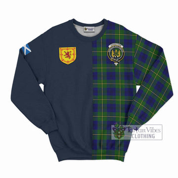 Johnstone Modern Tartan Sweatshirt Alba with Scottish Lion Royal Arm Half Style