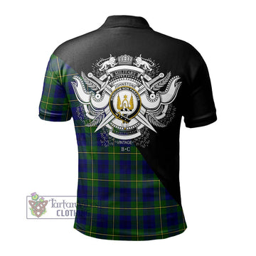 Johnstone Modern Tartan Polo Shirt with Family Crest and Military Logo Style