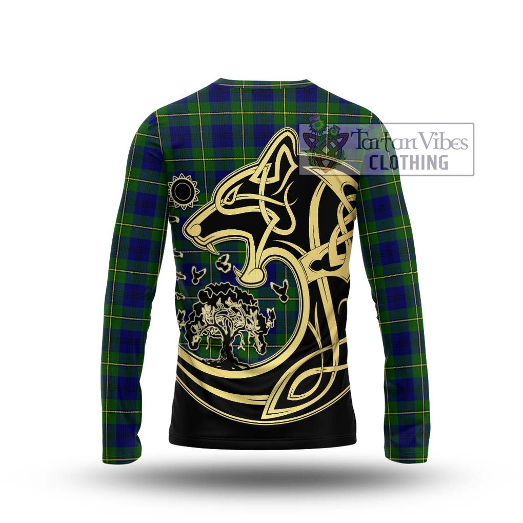 Johnstone Modern Tartan Long Sleeve T-Shirt with Family Crest Celtic Wolf Style - Tartan Vibes Clothing