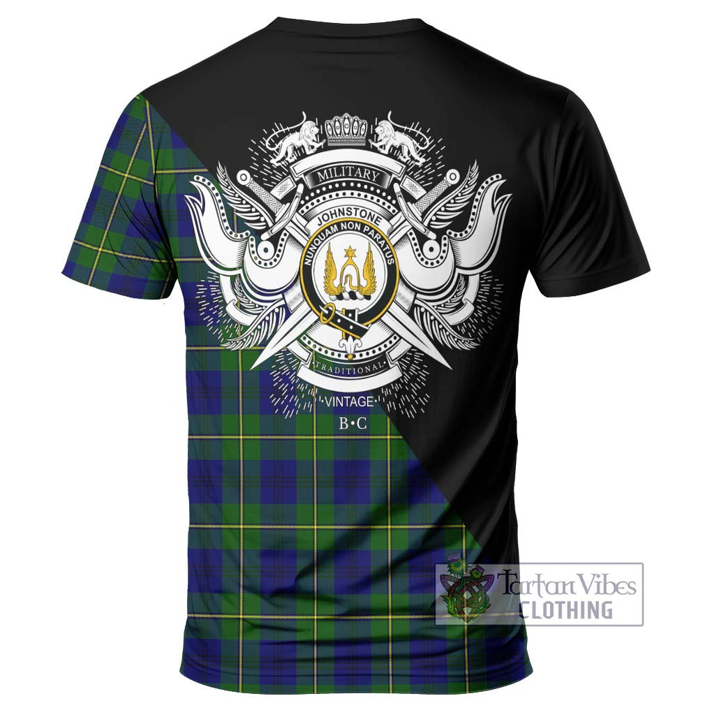 Johnstone Modern Tartan T-Shirt with Family Crest and Military Logo Style - Tartanvibesclothing Shop