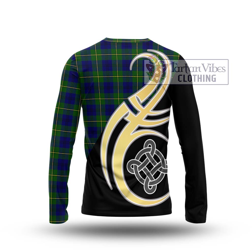 Johnstone Modern Tartan Long Sleeve T-Shirt with Family Crest and Celtic Symbol Style - Tartan Vibes Clothing