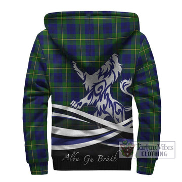 Johnstone Modern Tartan Sherpa Hoodie with Alba Gu Brath Regal Lion Emblem