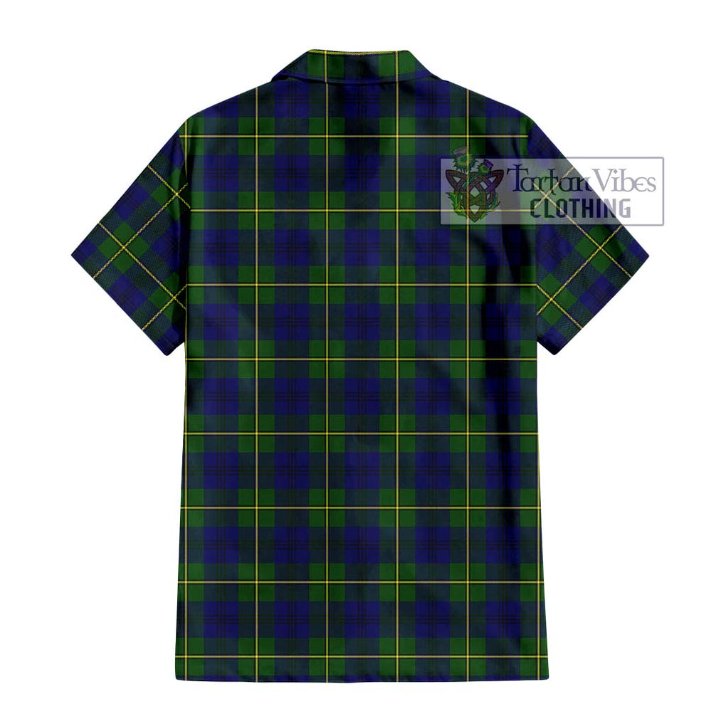 Johnstone Modern Tartan Short Sleeve Button Shirt with Family Crest DNA In Me Style - Tartanvibesclothing Shop