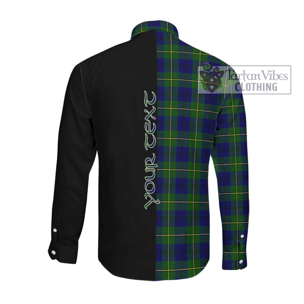 Johnstone Modern Tartan Long Sleeve Button Shirt with Family Crest and Half Of Me Style Men's Shirt - Tartanvibesclothing Shop