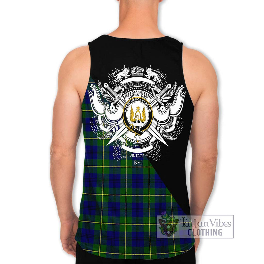 Johnstone Modern Tartan Men's Tank Top with Family Crest and Military Logo Style - Tartanvibesclothing Shop