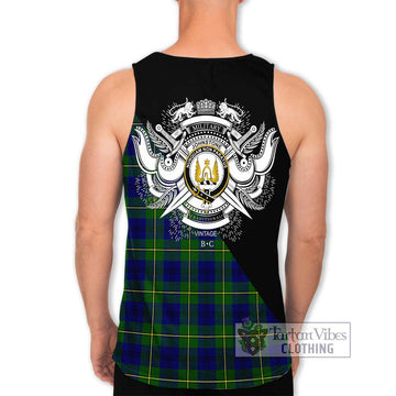 Johnstone Modern Tartan Men's Tank Top with Family Crest and Military Logo Style