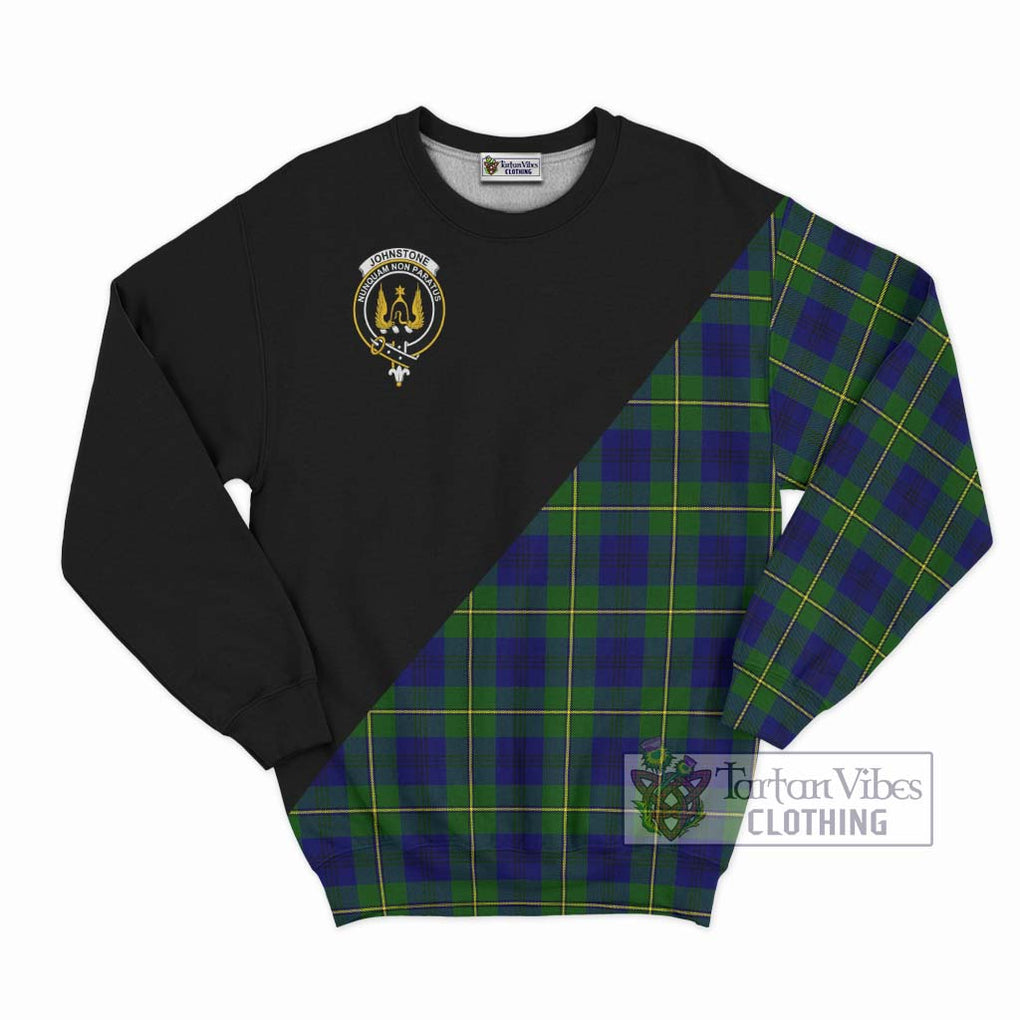 Johnstone Modern Tartan Sweatshirt with Family Crest and Military Logo Style - Tartanvibesclothing Shop