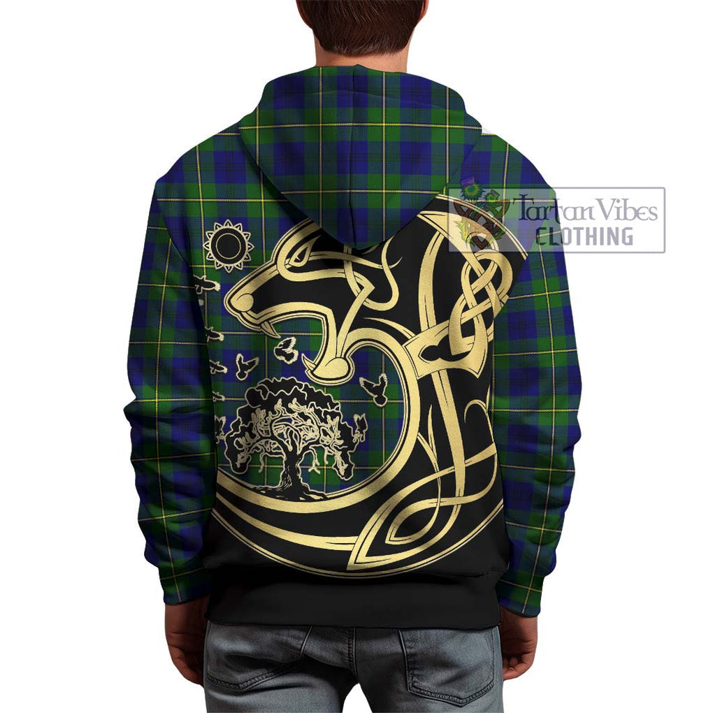 Johnstone Modern Tartan Hoodie with Family Crest Celtic Wolf Style - Tartan Vibes Clothing