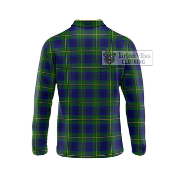 Johnstone Modern Tartan Long Sleeve Polo Shirt with Family Crest DNA In Me Style