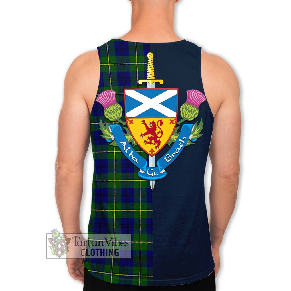 Tartan Vibes Clothing Johnstone Modern Tartan Men's Tank Top with Scottish Lion Royal Arm Half Style