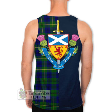 Johnstone Modern Tartan Men's Tank Top Alba with Scottish Lion Royal Arm Half Style