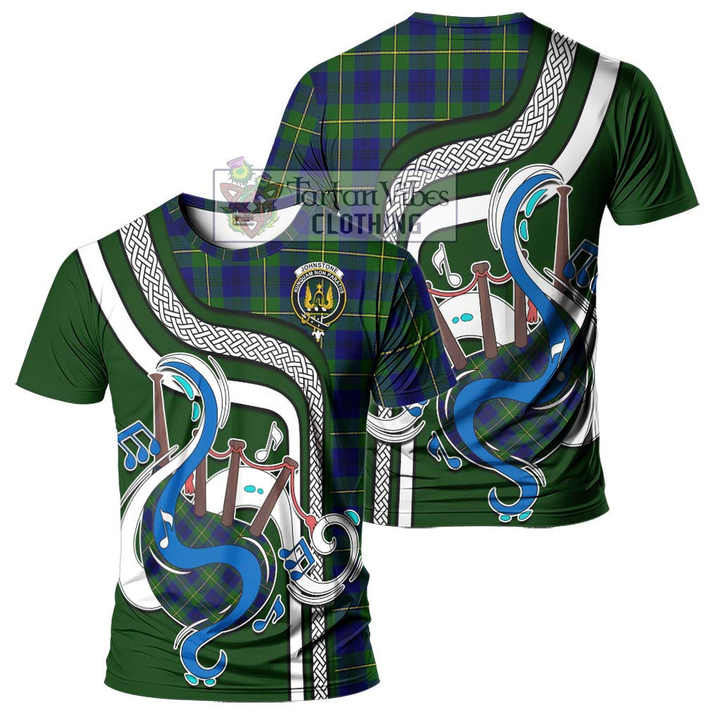 Johnstone Modern Tartan T-Shirt with Epic Bagpipe Style - Tartanvibesclothing Shop