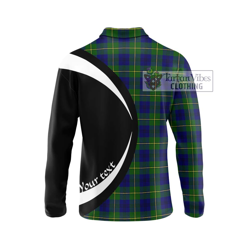 Johnstone Modern Tartan Long Sleeve Polo Shirt with Family Crest Circle Style - Tartan Vibes Clothing