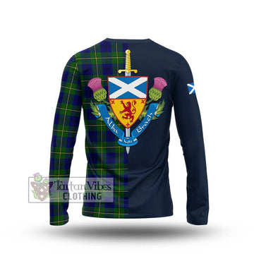 Johnstone Modern Tartan Long Sleeve T-Shirt Alba with Scottish Lion Royal Arm Half Style