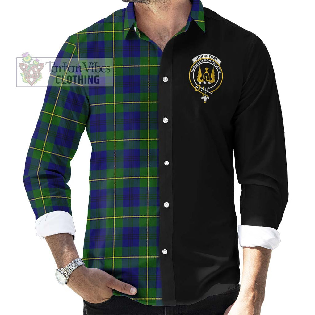 Johnstone Modern Tartan Long Sleeve Button Shirt with Family Crest and Half Of Me Style - Tartanvibesclothing Shop