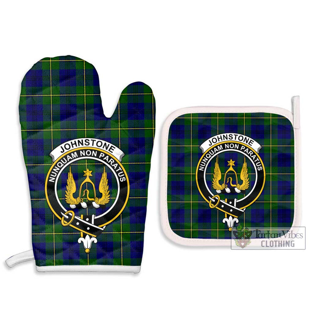 Johnstone Modern Tartan Combo Oven Mitt & Pot-Holder with Family Crest Combo 1 Oven Mitt & 2 Pot-Holder White - Tartan Vibes Clothing