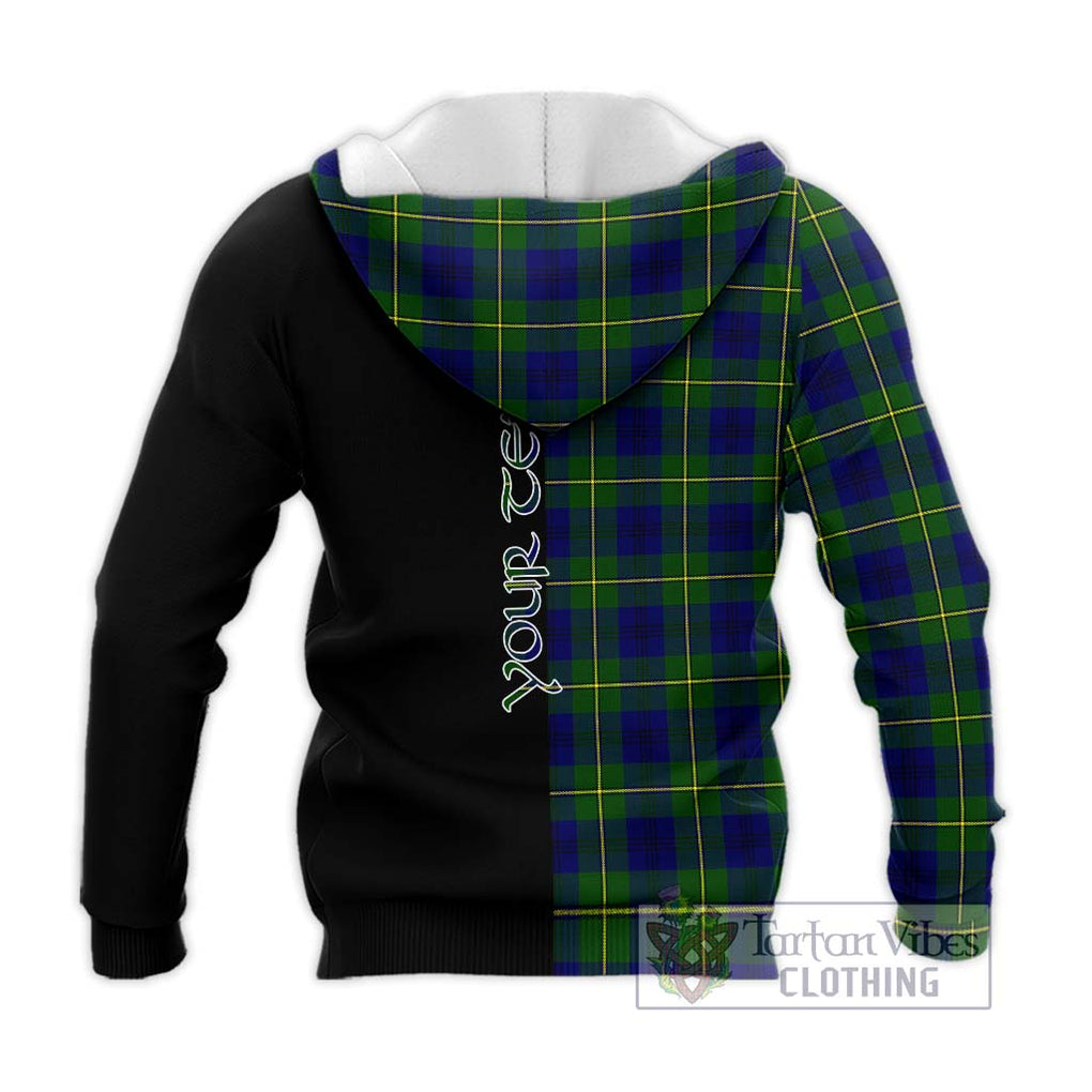 Johnstone Modern Tartan Knitted Hoodie with Family Crest and Half Of Me Style - Tartanvibesclothing Shop