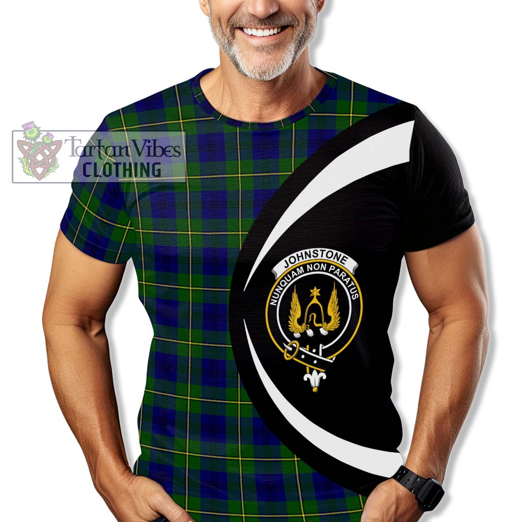 Tartan Vibes Clothing Johnstone Modern Tartan T-Shirt with Family Crest Circle Style