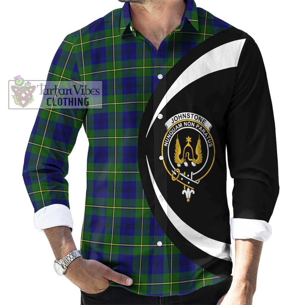 Johnstone Modern Tartan Long Sleeve Button Up with Family Crest Circle Style - Tartan Vibes Clothing